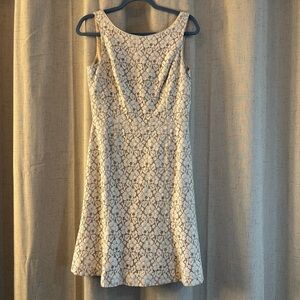 White House Black Market All over lace dress. Size 6. Cream with nude lining.